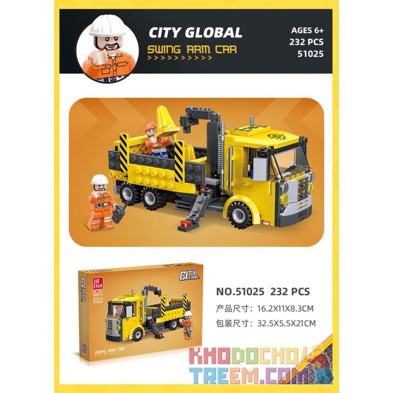 JIESTAR 51025 non  THÀNH PHỐ TOÀN CẦU XE TAY QUAY bộ đồ chơi xếp lắp ráp ghép mô hình City CITY GLOBAL SWING ARM CAR 232 khối