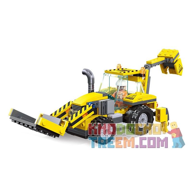 JIESTAR 51024 non Lego UNIVERSAL CITY MÁY XÚC LẬT bộ đồ chơi xếp lắp ráp ghép mô hình CITY GLOBAL BACKHOE LOADER Thành Phố 208 khối