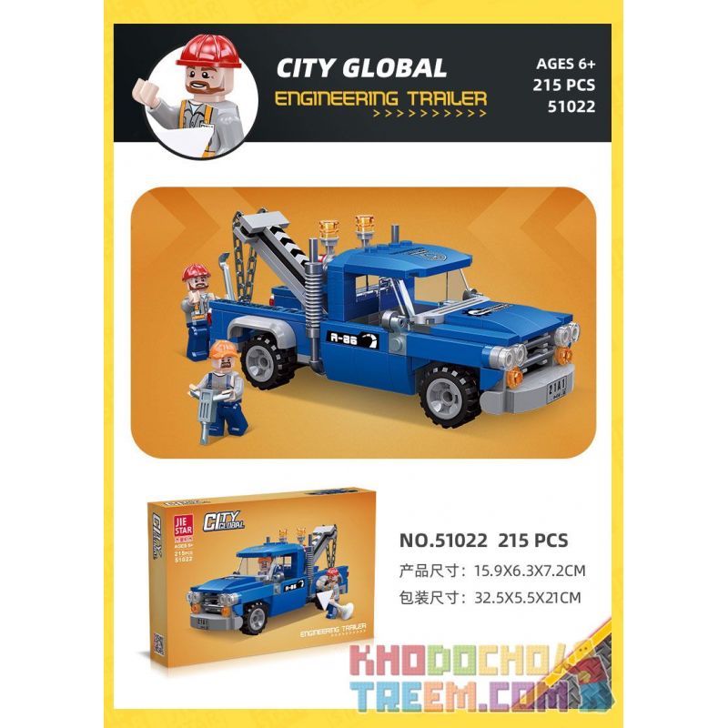 JIESTAR 51022 non  THÀNH PHỐ VŨ TRỤ TRAILER XÂY DỰNG bộ đồ chơi xếp lắp ráp ghép mô hình City CITY GLOBAL ENGINEERING TRAILER 215 khối
