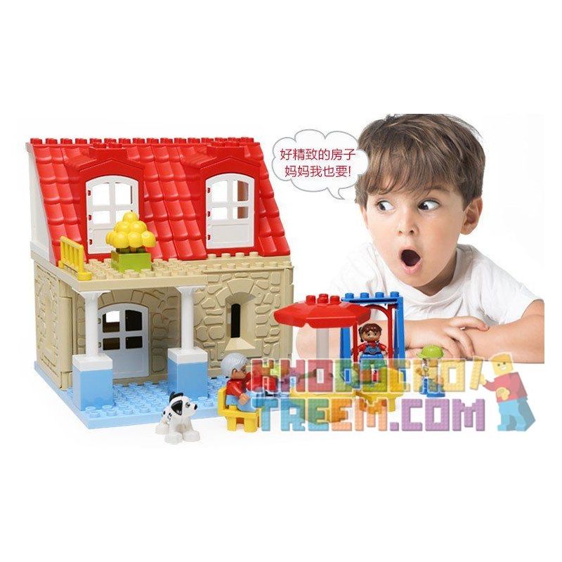 HYSTOYS HONGYUANSHENG AOLEDUOTOYS HG-1420 1420 HG1420 Xếp hình kiểu Lego Duplo DUPLO Family House nhà bà nội 42 khối HYSTOYS HONGYUANSHENG AOLEDUOTOYS HG-1420 1420 HG1420 Xếp hình kiểu Lego Duplo DUPLO Family House nhà bà nội 42 khối