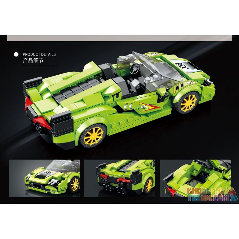 REOBRIX 806 non  XE THỂ THAO LAMBORGHINI SIAN FKP 37 bộ đồ chơi xếp lắp ráp ghép mô hình Speed Champions Racing Cars LAMBORGHINI SIÁN FKP 37 Đua Xe Công Thức 363 khối