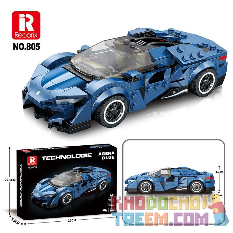 REOBRIX 805 non  XE THỂ THAO KOENIGSEGG AGERA bộ đồ chơi xếp lắp ráp ghép mô hình Speed Champions Racing Cars KOENIGSEGG AGERA BLUE Đua Xe Công Thức 327 khối