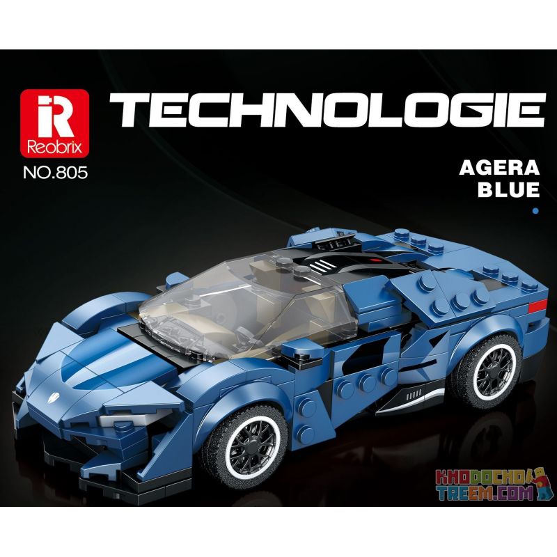 REOBRIX 805 non  XE THỂ THAO KOENIGSEGG AGERA bộ đồ chơi xếp lắp ráp ghép mô hình Speed Champions Racing Cars KOENIGSEGG AGERA BLUE Đua Xe Công Thức 327 khối