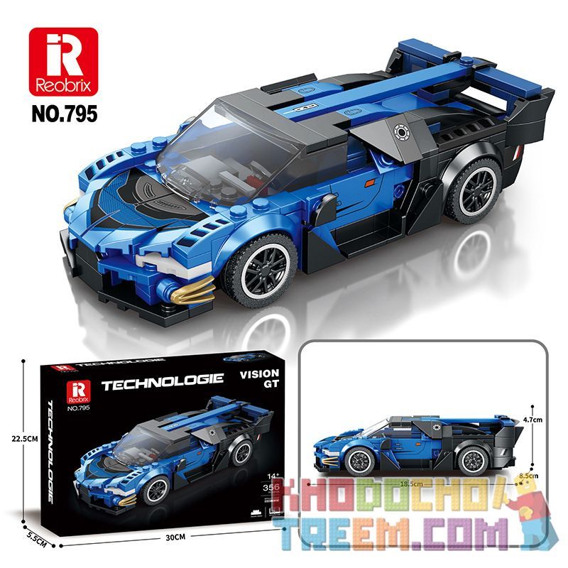 REOBRIX 795 non  XE THỂ THAO BUGATTI VISION GT bộ đồ chơi xếp lắp ráp ghép mô hình Speed Champions Racing Cars Đua Xe Công Thức 356 khối