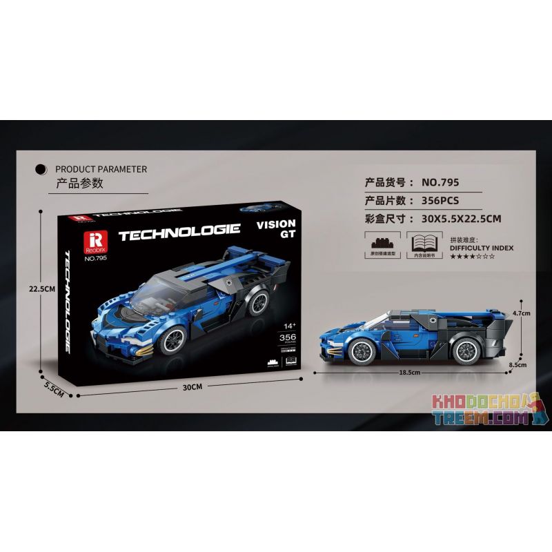 REOBRIX 795 non  XE THỂ THAO BUGATTI VISION GT bộ đồ chơi xếp lắp ráp ghép mô hình Speed Champions Racing Cars Đua Xe Công Thức 356 khối