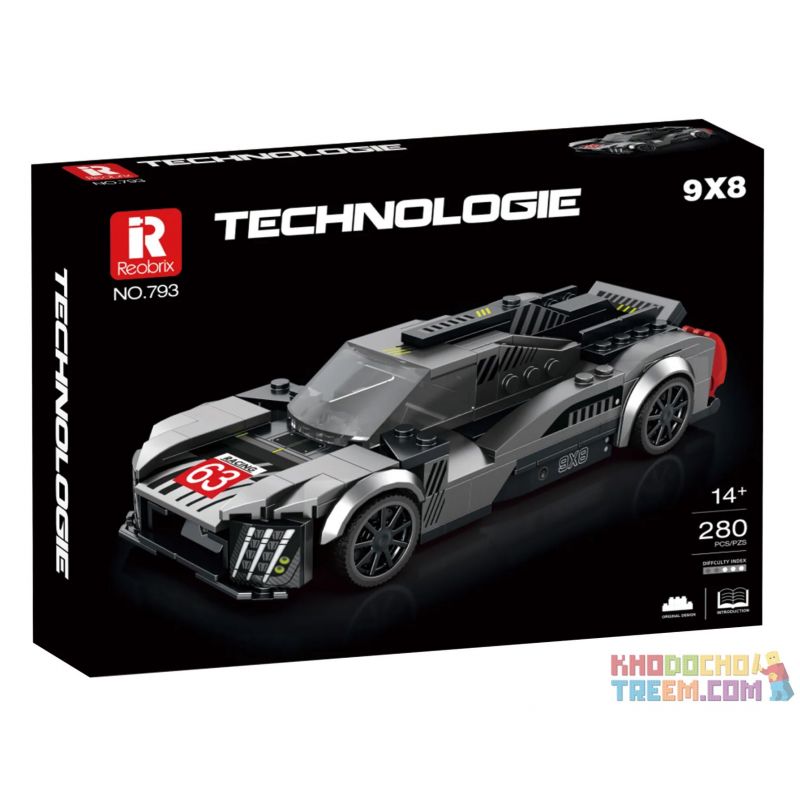 REOBRIX 793 non  XE ĐUA PEUGEOT 9X8 bộ đồ chơi xếp lắp ráp ghép mô hình Speed Champions Racing Cars Đua Xe Công Thức 280 khối
