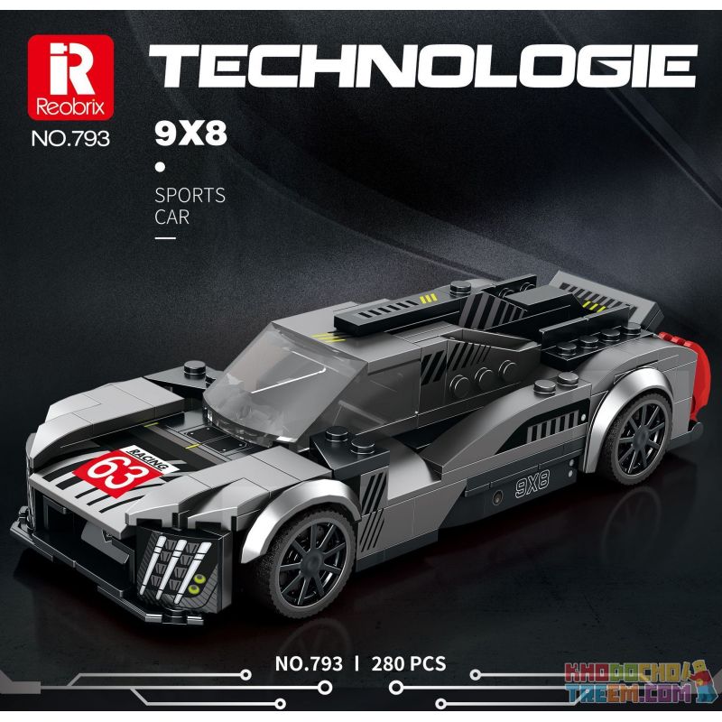 REOBRIX 793 non  XE ĐUA PEUGEOT 9X8 bộ đồ chơi xếp lắp ráp ghép mô hình Speed Champions Racing Cars Đua Xe Công Thức 280 khối
