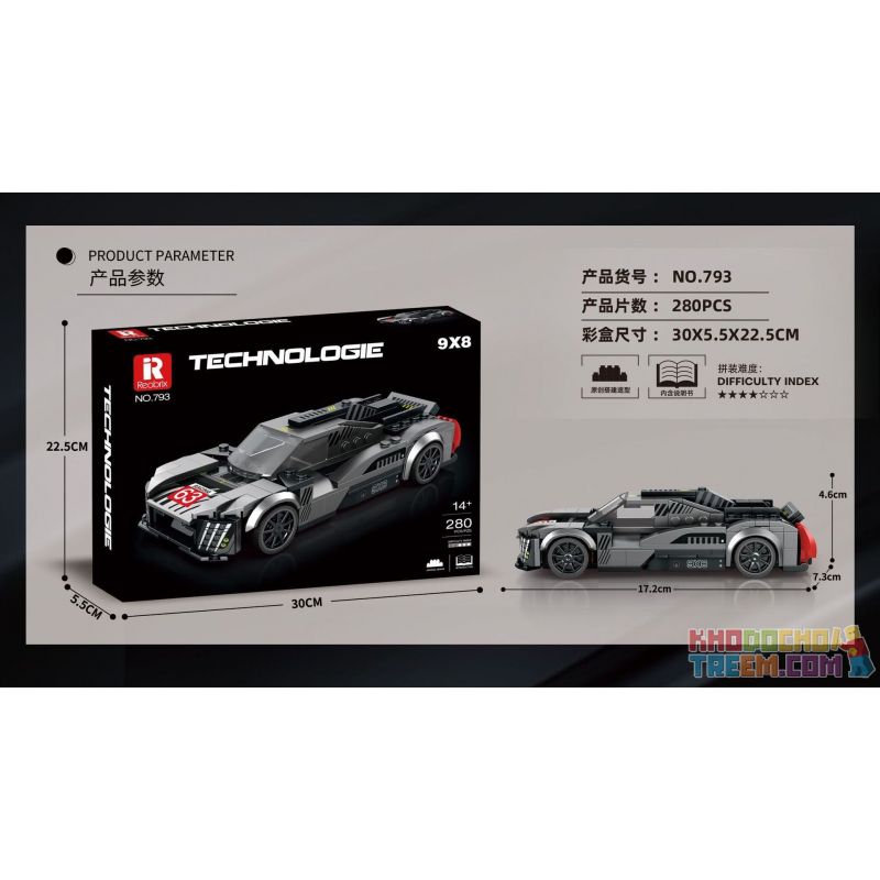 REOBRIX 793 non  XE ĐUA PEUGEOT 9X8 bộ đồ chơi xếp lắp ráp ghép mô hình Speed Champions Racing Cars Đua Xe Công Thức 280 khối