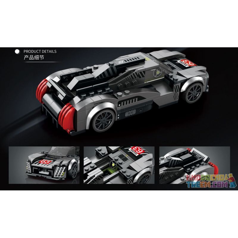 REOBRIX 793 non  XE ĐUA PEUGEOT 9X8 bộ đồ chơi xếp lắp ráp ghép mô hình Speed Champions Racing Cars Đua Xe Công Thức 280 khối
