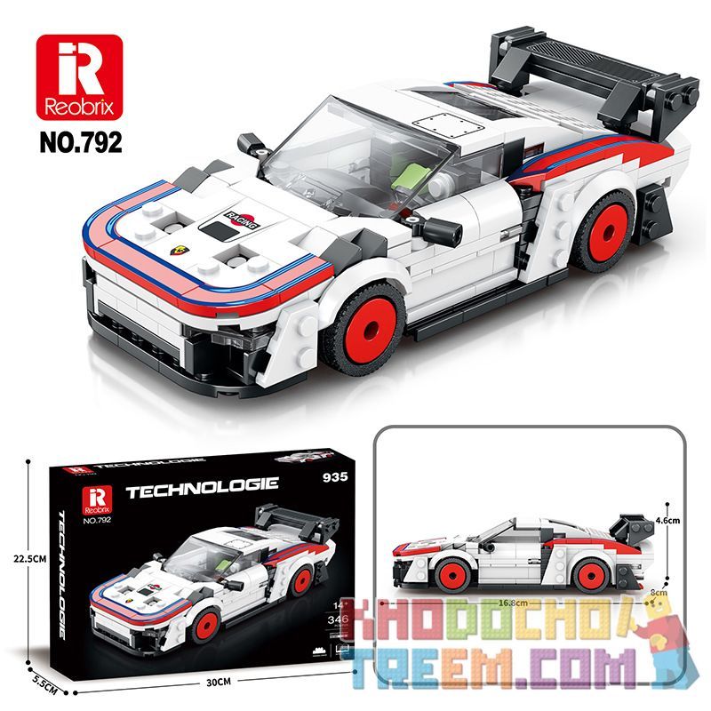 REOBRIX 792 non  XE ĐUA PORSCHE 935 bộ đồ chơi xếp lắp ráp ghép mô hình Speed Champions Racing Cars Đua Xe Công Thức 346 khối