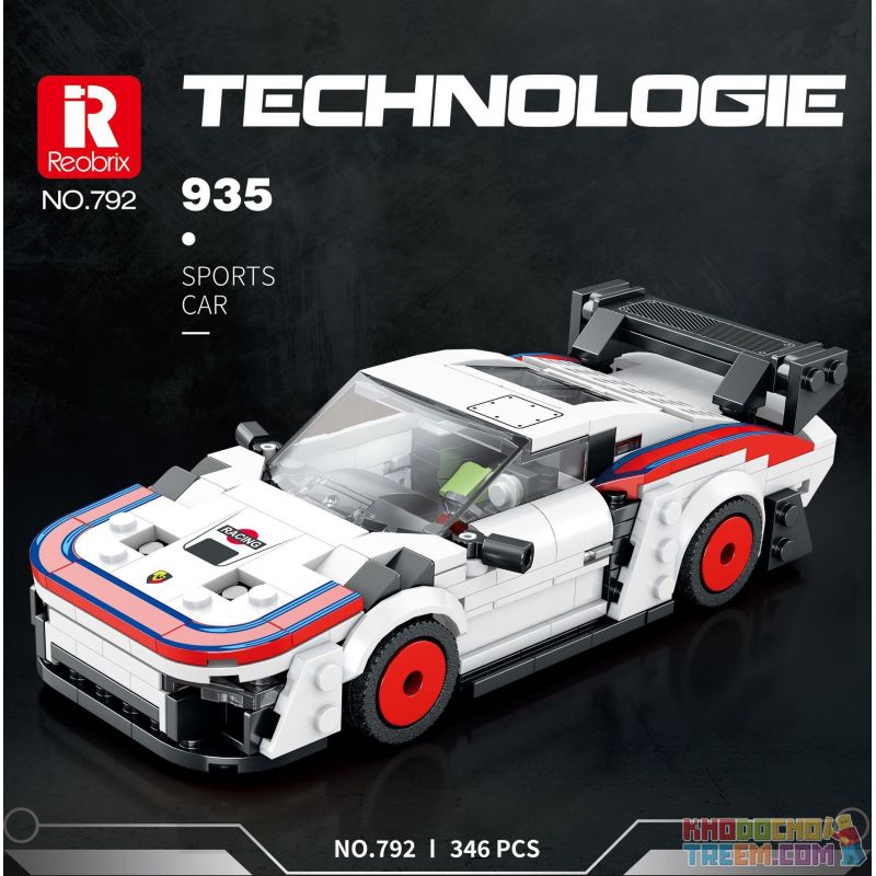 REOBRIX 792 non  XE ĐUA PORSCHE 935 bộ đồ chơi xếp lắp ráp ghép mô hình Speed Champions Racing Cars Đua Xe Công Thức 346 khối