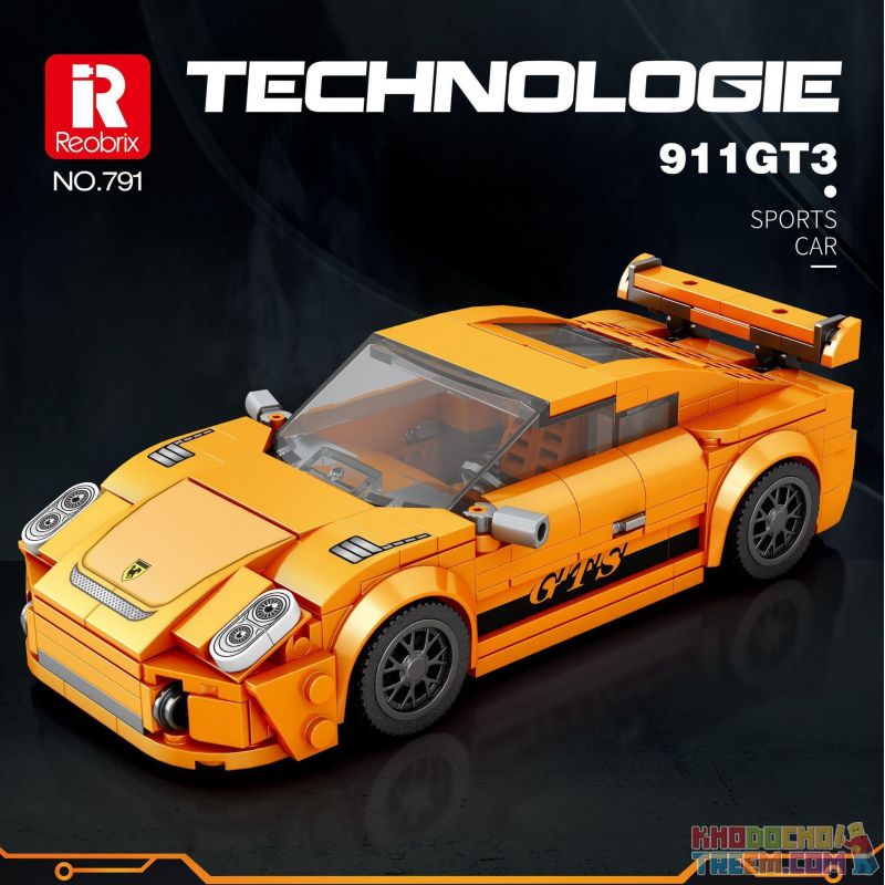 REOBRIX 791 non  XE THỂ THAO MÀU CAM tỷ lệ 1:24 bộ đồ chơi xếp lắp ráp ghép mô hình Speed Champions Racing Cars 911 GT3 Đua Xe Công Thức 338 khối