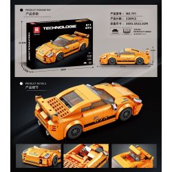 REOBRIX 791 non  XE THỂ THAO MÀU CAM tỷ lệ 1:24 bộ đồ chơi xếp lắp ráp ghép mô hình Speed Champions Racing Cars 911 GT3 Đua Xe Công Thức 338 khối