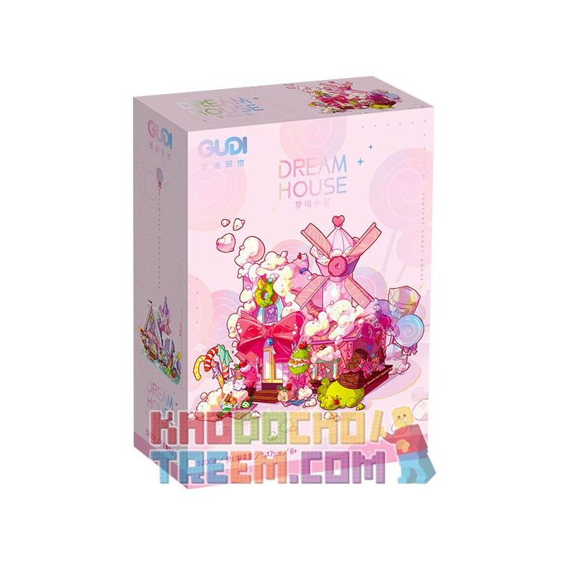 GUDI 52008 non  NGÔI NHÀ MƠ ƯỚC KẸO bộ đồ chơi xếp lắp ráp ghép mô hình DREAM HOUSE 547 khối
