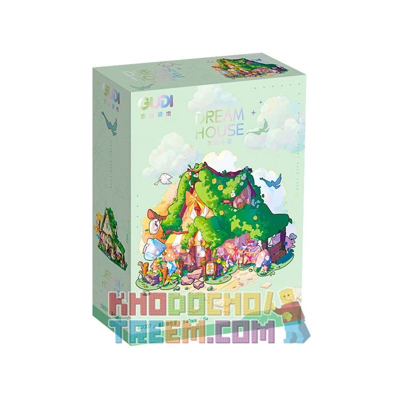 GUDI 52007 non  NGÔI NHÀ MƠ ƯỚC QUÁN CÀ PHÊ CỔ TÍCH bộ đồ chơi xếp lắp ráp ghép mô hình DREAM HOUSE 546 khối