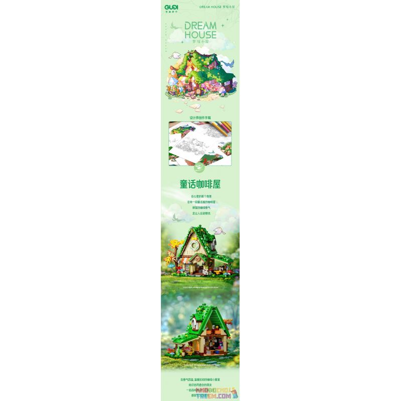 GUDI 52007 non NGÔI NHÀ MƠ ƯỚC QUÁN CÀ PHÊ CỔ TÍCH bộ đồ chơi xếp lắp ...