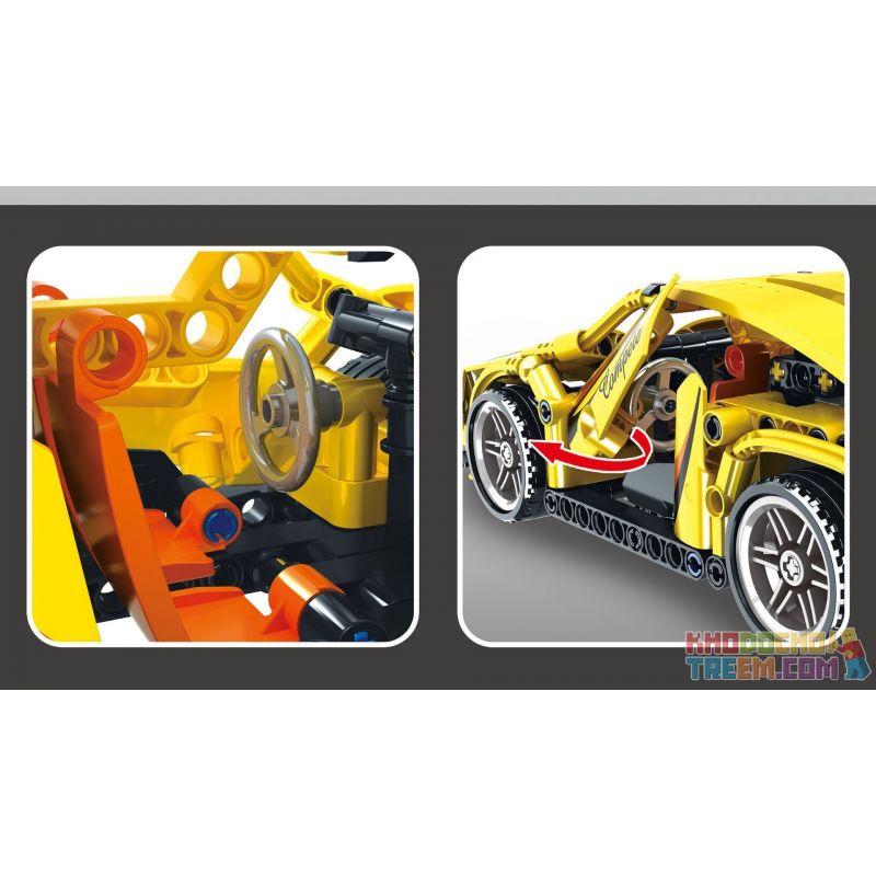 YONGLEXING 11030 non  XE KÉO LÙI MÀU VÀNG bộ đồ chơi xếp lắp ráp ghép mô hình  Kỹ Thuật Công Nghệ Cao Mô Hình Phương Tiện 312 khối