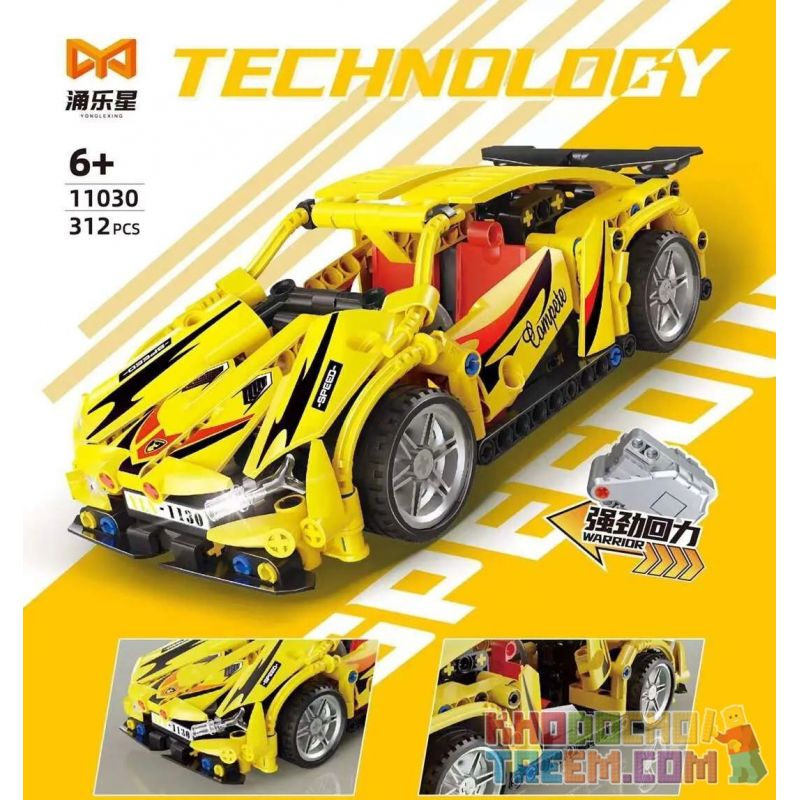 YONGLEXING 11030 non  XE KÉO LÙI MÀU VÀNG bộ đồ chơi xếp lắp ráp ghép mô hình  Kỹ Thuật Công Nghệ Cao Mô Hình Phương Tiện 312 khối