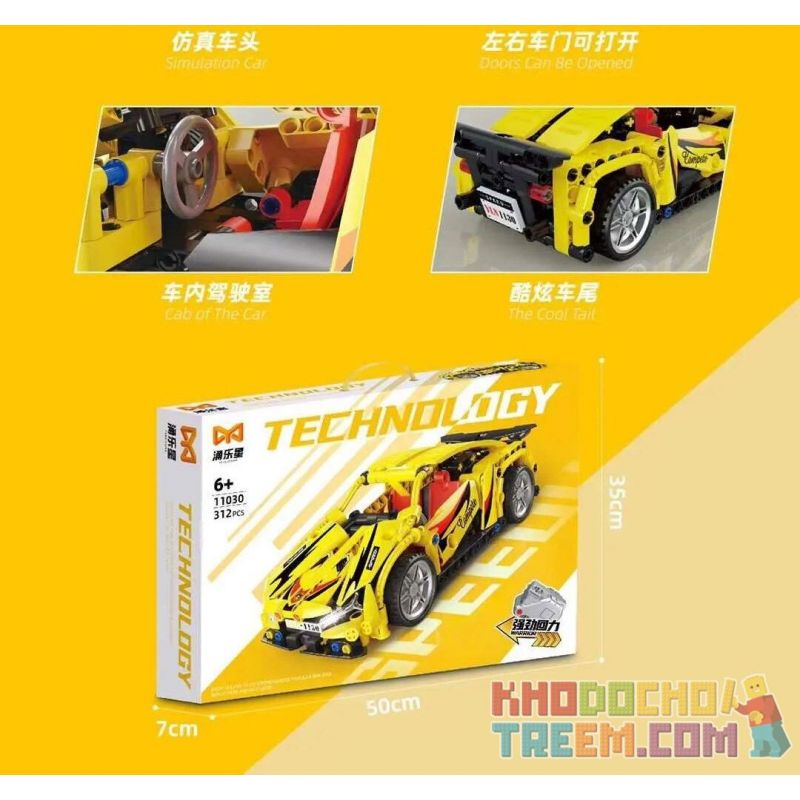 YONGLEXING 11030 non  XE KÉO LÙI MÀU VÀNG bộ đồ chơi xếp lắp ráp ghép mô hình  Kỹ Thuật Công Nghệ Cao Mô Hình Phương Tiện 312 khối