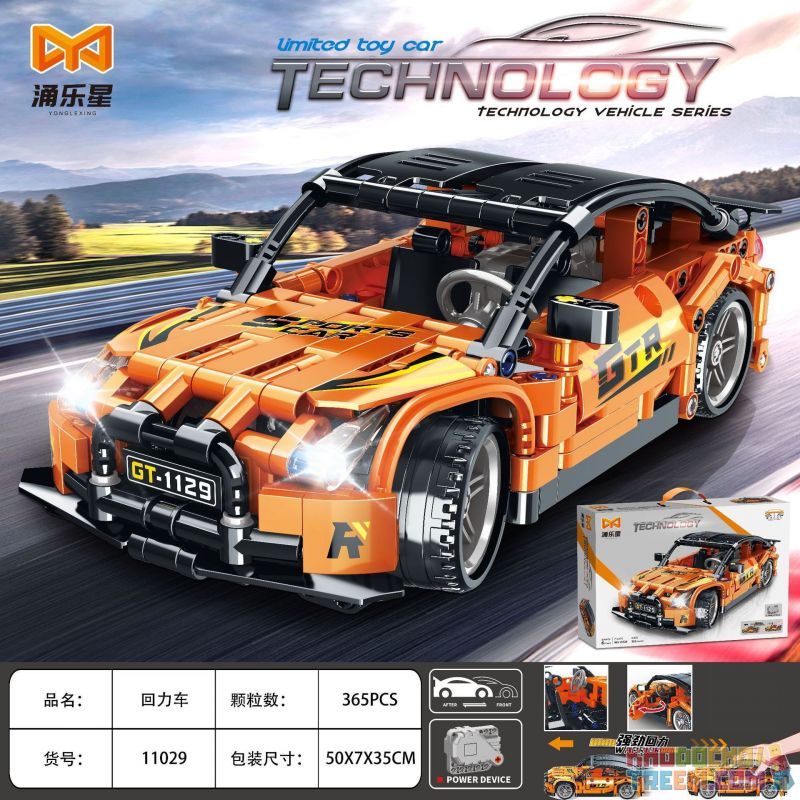 YONGLEXING 11029 non  XE KÉO LÙI MÀU CAM bộ đồ chơi xếp lắp ráp ghép mô hình  Kỹ Thuật Công Nghệ Cao Mô Hình Phương Tiện 365 khối