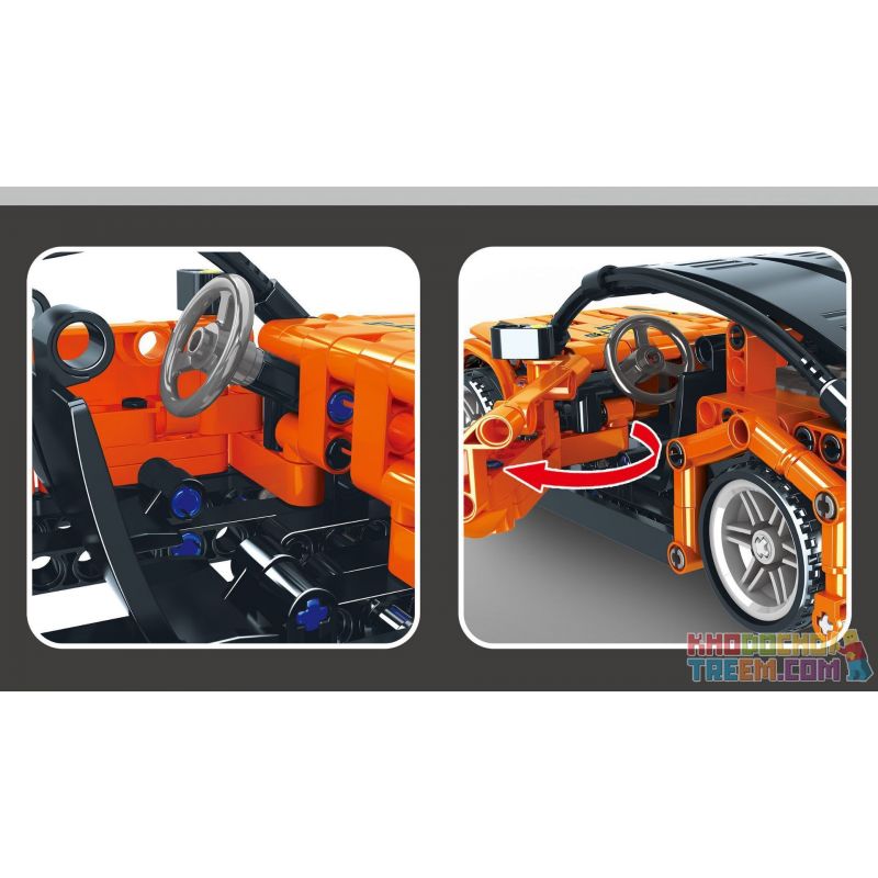 YONGLEXING 11029 non  XE KÉO LÙI MÀU CAM bộ đồ chơi xếp lắp ráp ghép mô hình  Kỹ Thuật Công Nghệ Cao Mô Hình Phương Tiện 365 khối