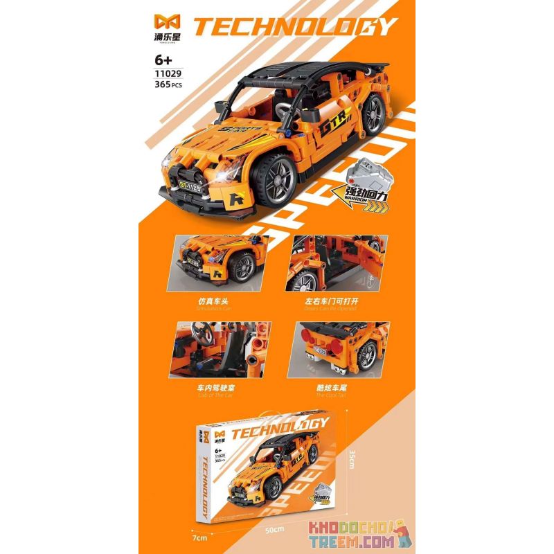 YONGLEXING 11029 non  XE KÉO LÙI MÀU CAM bộ đồ chơi xếp lắp ráp ghép mô hình  Kỹ Thuật Công Nghệ Cao Mô Hình Phương Tiện 365 khối