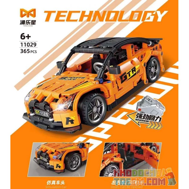 YONGLEXING 11029 non  XE KÉO LÙI MÀU CAM bộ đồ chơi xếp lắp ráp ghép mô hình  Kỹ Thuật Công Nghệ Cao Mô Hình Phương Tiện 365 khối