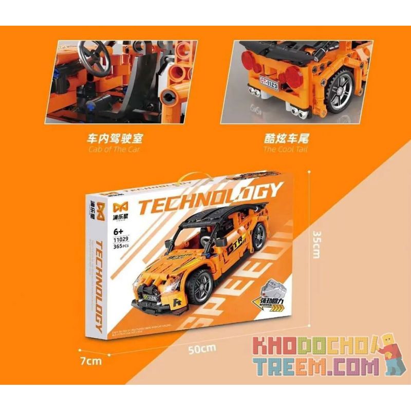 YONGLEXING 11029 non  XE KÉO LÙI MÀU CAM bộ đồ chơi xếp lắp ráp ghép mô hình  Kỹ Thuật Công Nghệ Cao Mô Hình Phương Tiện 365 khối