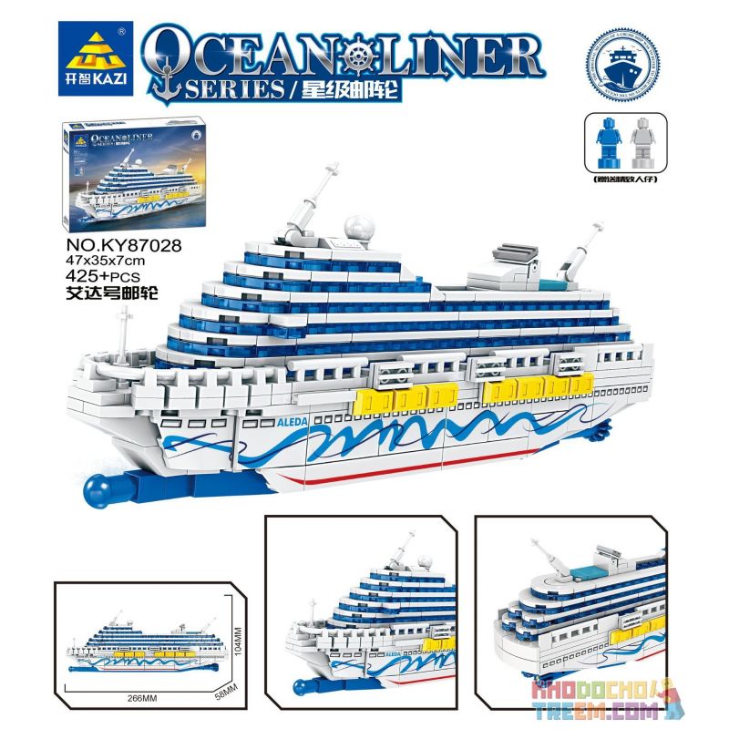 Kazi KY87028 87028 non  TÀU DU LỊCH STAR IDA bộ đồ chơi xếp lắp ráp ghép mô hình OCEAN LINER 425 khối