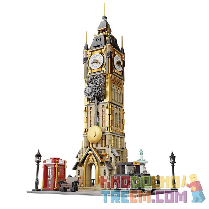 PANTASY 85008 non Lego CÔNG VIÊN THÁP ĐỒNG HỒ STEAMPUNK bộ đồ chơi xếp lắp ráp ghép mô hình Creator STEAMPUNK CLOCK TOWER PARK Sáng Tạo 2460 khối