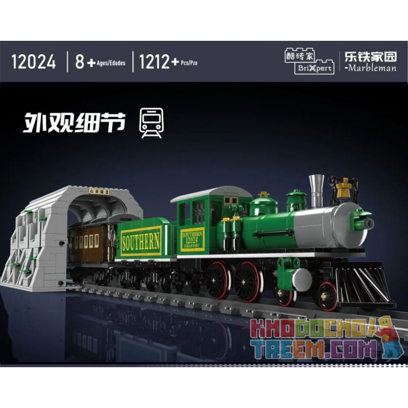 MouldKing 12024 Mould King 12024 non  ĐẦU MÁY XĂNG 4-4-0 bộ đồ chơi xếp lắp ráp ghép mô hình City 4-4-0 STEAM LOCOMOTIVE Thành Phố 1212 khối