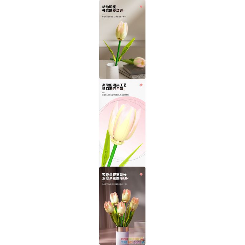 JAKI JK29317 29317 non  NHẬT KÝ THỰC VẬT HOA TULIP NGÔI SAO TỎA SÁNG bộ đồ chơi xếp lắp ráp ghép mô hình Creator Sáng Tạo