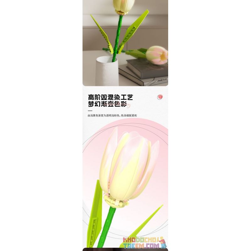 JAKI JK29317 29317 non  NHẬT KÝ THỰC VẬT HOA TULIP NGÔI SAO TỎA SÁNG bộ đồ chơi xếp lắp ráp ghép mô hình Creator Sáng Tạo