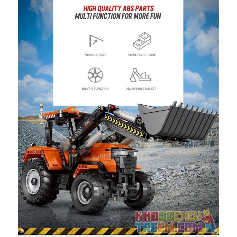 REOBRIX 22024 non  MÁY KÉO ĐANG TẢI bộ đồ chơi xếp lắp ráp ghép mô hình  LOADING TRACTOR Kỹ Thuật Công Nghệ Cao Mô Hình Phương Tiện 1496 khối