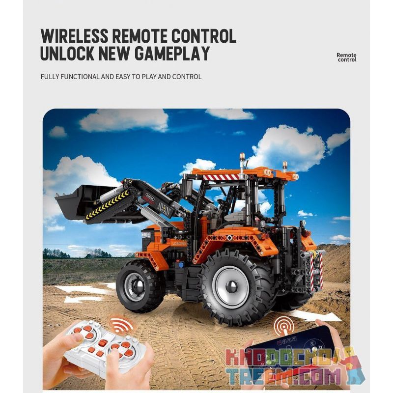 REOBRIX 22024 non  MÁY KÉO ĐANG TẢI bộ đồ chơi xếp lắp ráp ghép mô hình  LOADING TRACTOR Kỹ Thuật Công Nghệ Cao Mô Hình Phương Tiện 1496 khối