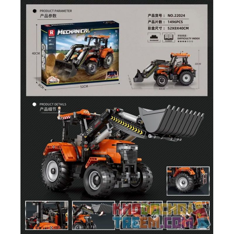 REOBRIX 22024 non  MÁY KÉO ĐANG TẢI bộ đồ chơi xếp lắp ráp ghép mô hình  LOADING TRACTOR Kỹ Thuật Công Nghệ Cao Mô Hình Phương Tiện 1496 khối