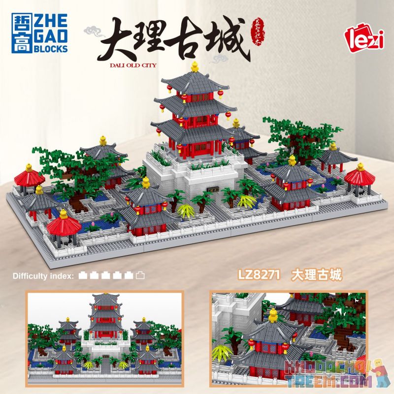 ZHEGAO LZ8271 8271 non  TÒA NHÀ WUHUA THÀNH PHỐ CỔ ĐẠI LÝ bộ đồ chơi xếp lắp ráp ghép mô hình Creator Sáng Tạo 4403 khối