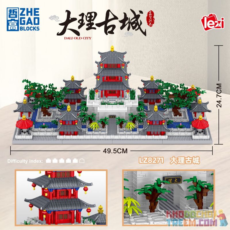 ZHEGAO LZ8271 8271 non  TÒA NHÀ WUHUA THÀNH PHỐ CỔ ĐẠI LÝ bộ đồ chơi xếp lắp ráp ghép mô hình Creator Sáng Tạo 4403 khối