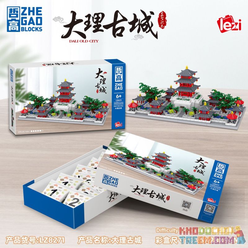 ZHEGAO LZ8271 8271 non  TÒA NHÀ WUHUA THÀNH PHỐ CỔ ĐẠI LÝ bộ đồ chơi xếp lắp ráp ghép mô hình Creator Sáng Tạo 4403 khối