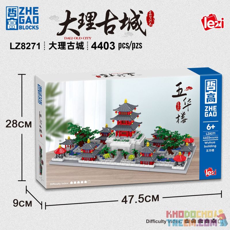 ZHEGAO LZ8271 8271 non  TÒA NHÀ WUHUA THÀNH PHỐ CỔ ĐẠI LÝ bộ đồ chơi xếp lắp ráp ghép mô hình Creator Sáng Tạo 4403 khối