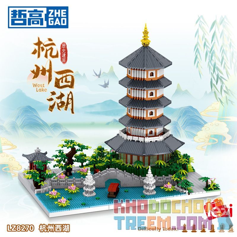 ZHEGAO LZ8270 8270 non  TÒA NHÀ LỊCH SỬ HỒ TÂY HÀNG CHÂU bộ đồ chơi xếp lắp ráp ghép mô hình Creator Sáng Tạo 3976 khối