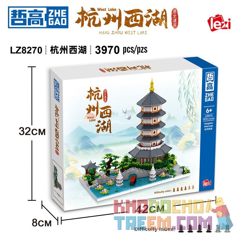 ZHEGAO LZ8270 8270 non  TÒA NHÀ LỊCH SỬ HỒ TÂY HÀNG CHÂU bộ đồ chơi xếp lắp ráp ghép mô hình Creator Sáng Tạo 3976 khối