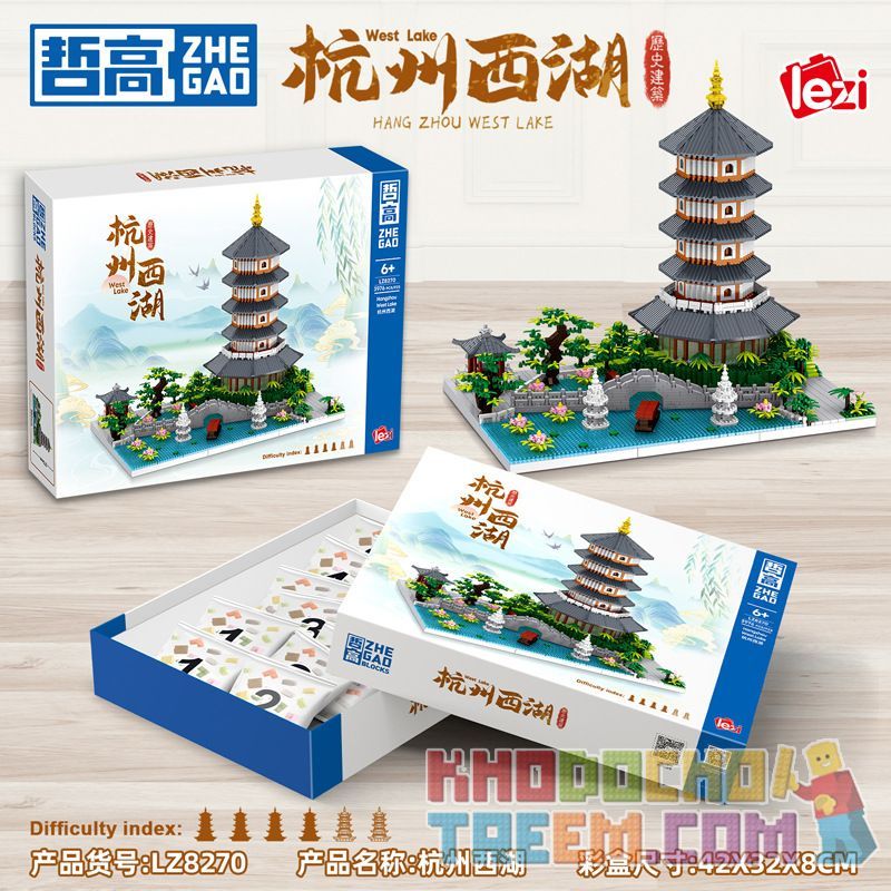 ZHEGAO LZ8270 8270 non  TÒA NHÀ LỊCH SỬ HỒ TÂY HÀNG CHÂU bộ đồ chơi xếp lắp ráp ghép mô hình Creator Sáng Tạo 3976 khối
