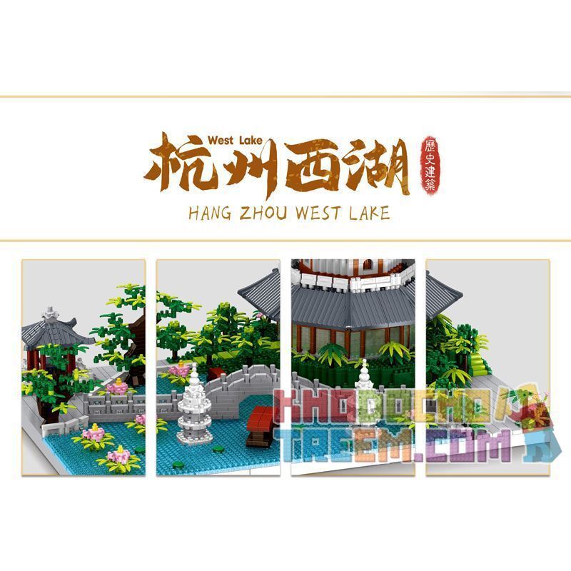 ZHEGAO LZ8270 8270 non  TÒA NHÀ LỊCH SỬ HỒ TÂY HÀNG CHÂU bộ đồ chơi xếp lắp ráp ghép mô hình Creator Sáng Tạo 3976 khối