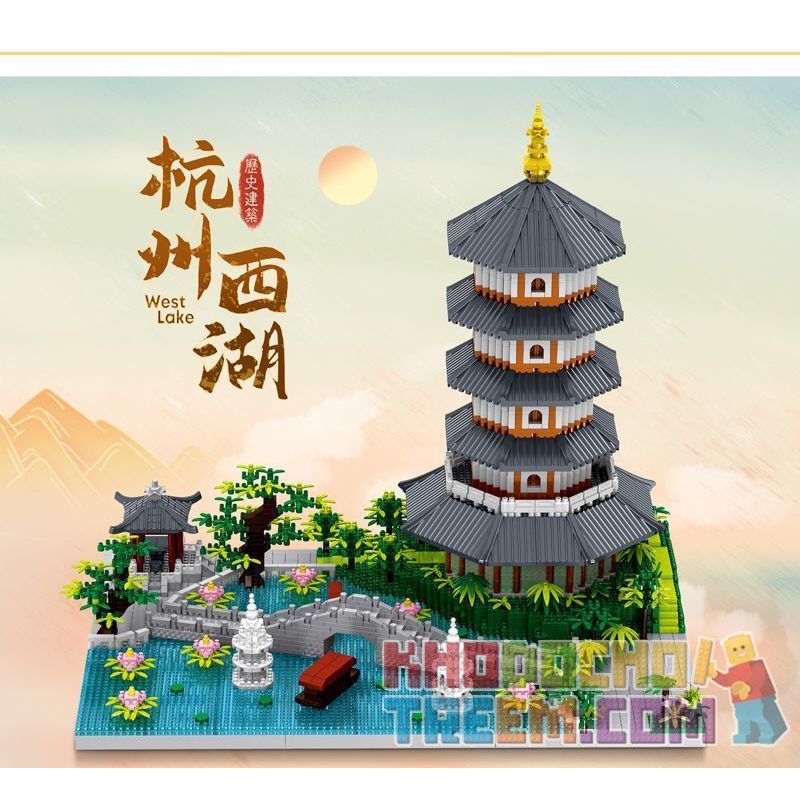 ZHEGAO LZ8270 8270 non  TÒA NHÀ LỊCH SỬ HỒ TÂY HÀNG CHÂU bộ đồ chơi xếp lắp ráp ghép mô hình Creator Sáng Tạo 3976 khối