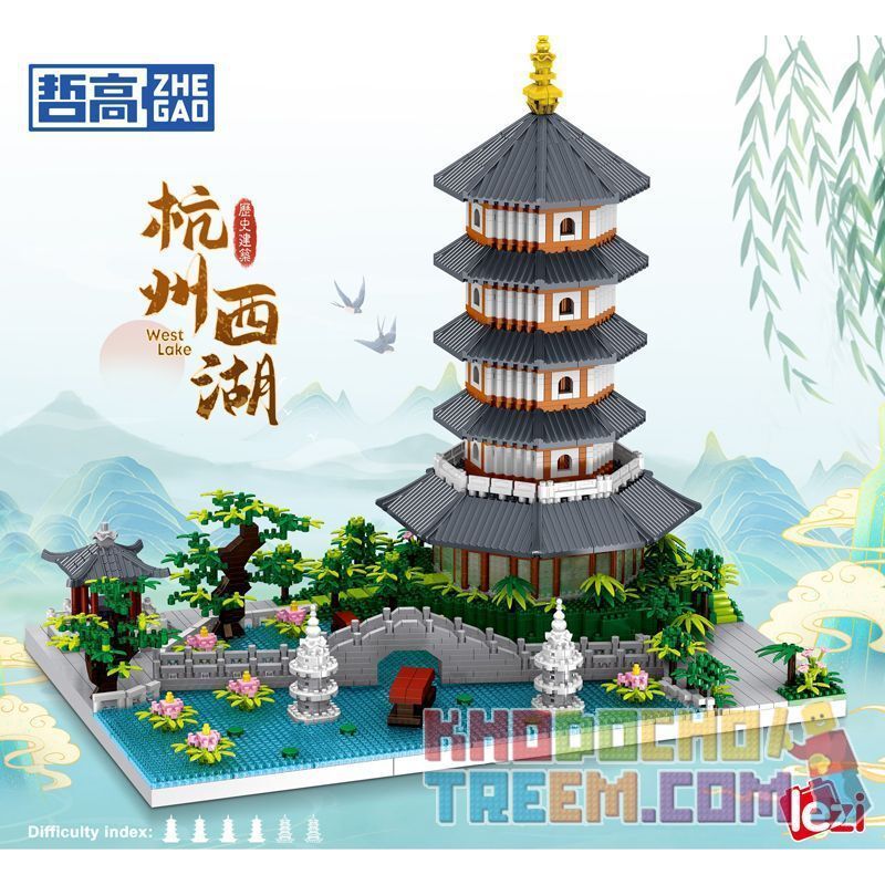 ZHEGAO LZ8270 8270 non  TÒA NHÀ LỊCH SỬ HỒ TÂY HÀNG CHÂU bộ đồ chơi xếp lắp ráp ghép mô hình Creator Sáng Tạo 3976 khối