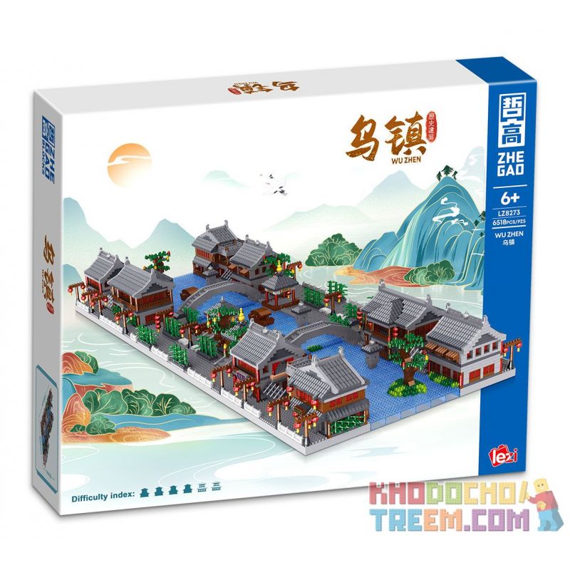 ZHEGAO LZ8273 8273 non  TÒA NHÀ LỊCH SỬ Ô TRẤN bộ đồ chơi xếp lắp ráp ghép mô hình Creator Sáng Tạo 6518 khối