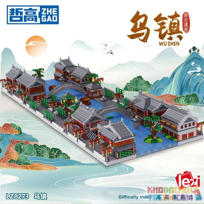 ZHEGAO LZ8273 8273 non  TÒA NHÀ LỊCH SỬ Ô TRẤN bộ đồ chơi xếp lắp ráp ghép mô hình Creator Sáng Tạo 6518 khối