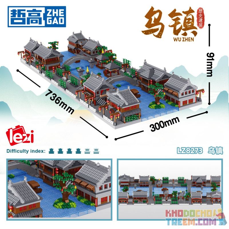 ZHEGAO LZ8273 8273 non  TÒA NHÀ LỊCH SỬ Ô TRẤN bộ đồ chơi xếp lắp ráp ghép mô hình Creator Sáng Tạo 6518 khối