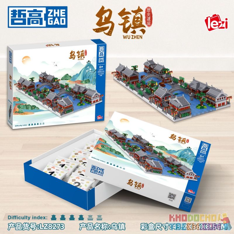 ZHEGAO LZ8273 8273 non  TÒA NHÀ LỊCH SỬ Ô TRẤN bộ đồ chơi xếp lắp ráp ghép mô hình Creator Sáng Tạo 6518 khối